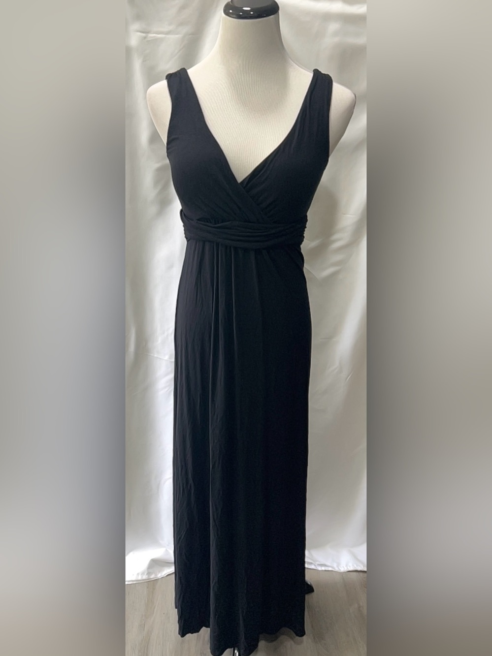Boden Womens Black Jersey Maxi Dress Size US 2R UK 6R Surplice V Neck Sleeveless